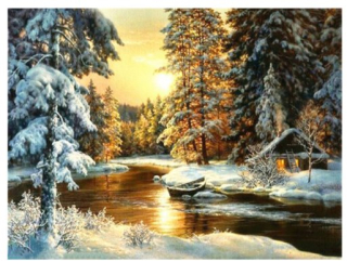 Diamantové vyšívání Obrazy s kamínků KAMÍNKY JSOU PO CELÉ PLOŠE zima > 20x30cm