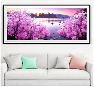Diamantové vyšívání Obrazy s kamínků KAMÍNKY JSOU PO CELÉ PLOŠE jezero > 20x50cm