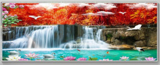 Diamantové vyšívání Obrazy s kamínků KAMÍNKY JSOU PO CELÉ PLOŠE vodopád > 20x60cm