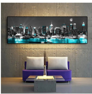 Kamínkové vyšívání obraz z kamínků Vyšívací sada diamantové vyšívání KAMÍNKY JSOU PO CELÉ PLOŠE město > 20x60cm