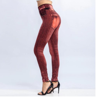 Legíny sexy vyšší pas dívky a ženy červené hodně elastické Legíny sexy